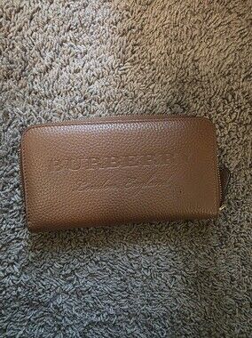 Burberry Brown Leather Zip Wallet